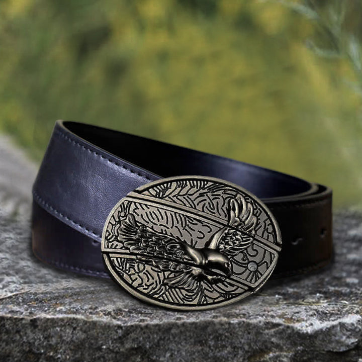 Cinturón de cuero con cuchillo plegable oculto Soaring Eagle para hombre