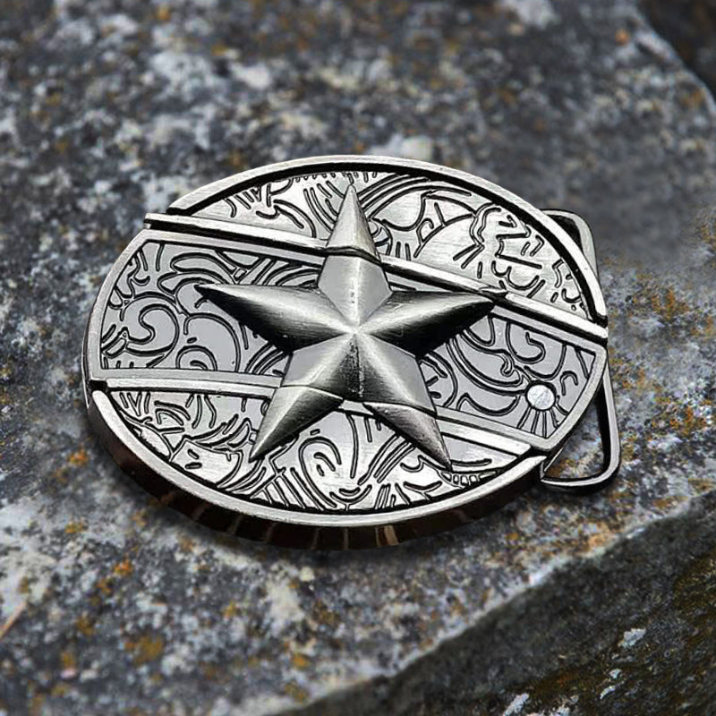 Cinturón de cuero con cuchillo plegable oculto con pentagrama para hombre