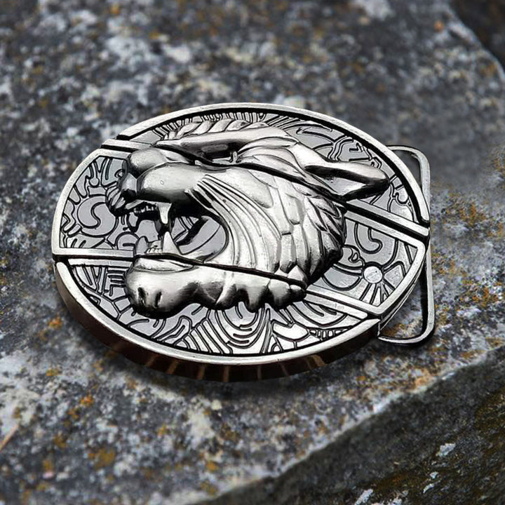 Cinturón de cuero con cuchillo plegable oculto Roaring Tiger para hombre