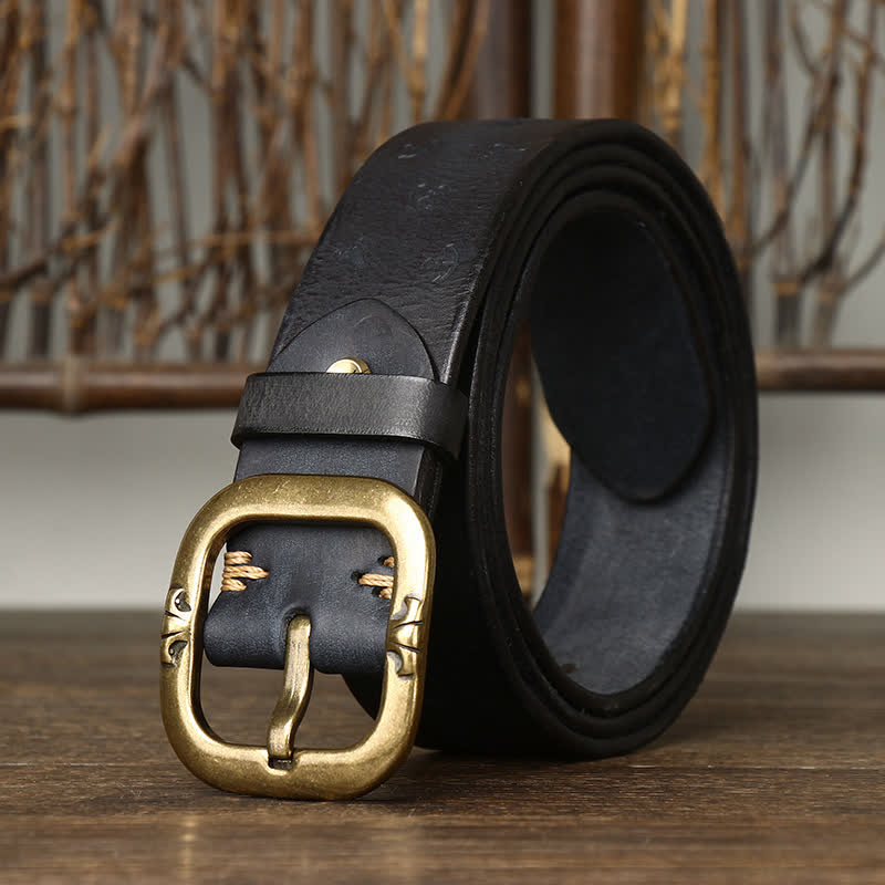 Cinturón de cuero genuino con estampado de ancla atemporal para hombre