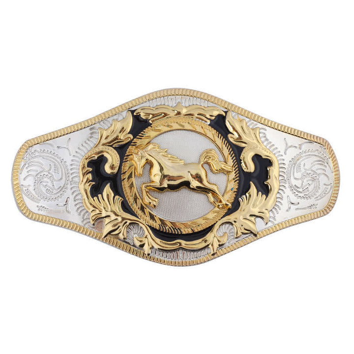 Cinturón de cuero con hebilla de animal dorado estilo occidental para hombre, hecho a mano