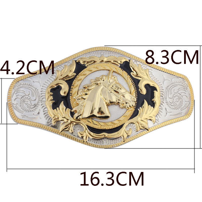 Cinturón de cuero con hebilla de animal dorado estilo occidental para hombre, hecho a mano