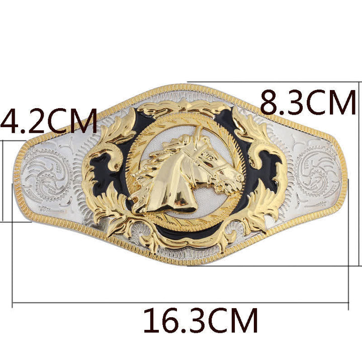 Cinturón de cuero con hebilla de animal dorado estilo occidental para hombre, hecho a mano