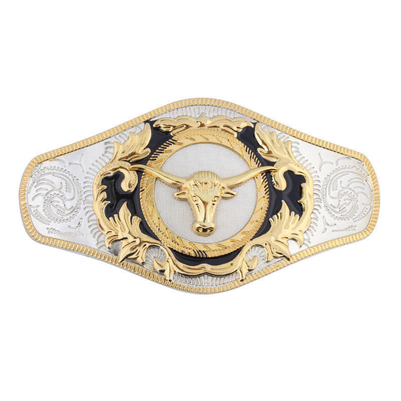 Cinturón de cuero con hebilla de animal dorado estilo occidental para hombre, hecho a mano