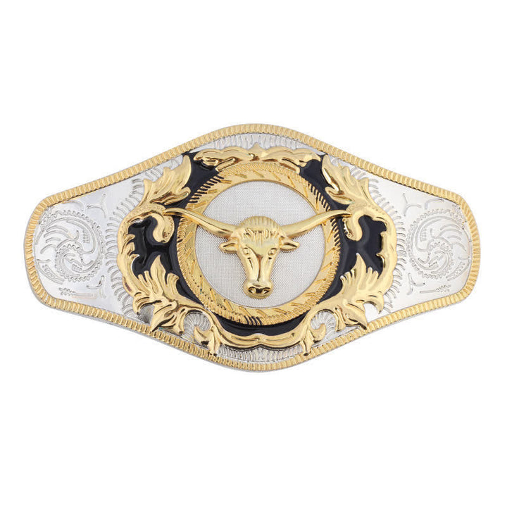 Cinturón de cuero con hebilla de animal dorado estilo occidental para hombre, hecho a mano