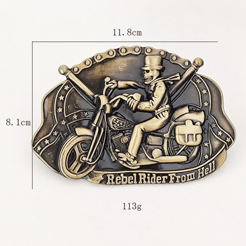 Cinturón de cuero con hebilla de calavera para motociclista para hombre hecho a mano