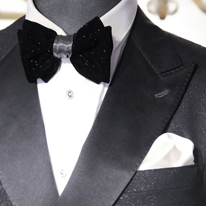 Pajarita elegante de terciopelo negro para hombre