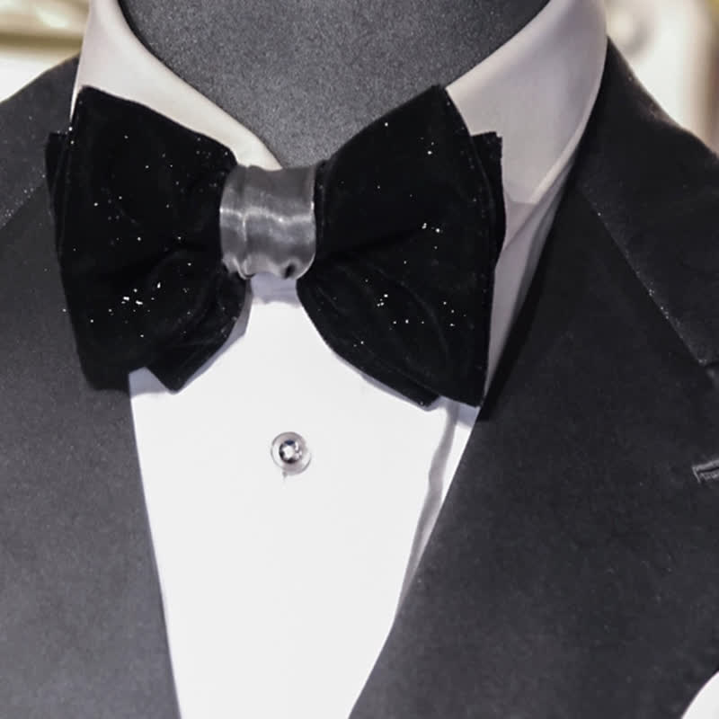 Pajarita elegante de terciopelo negro para hombre