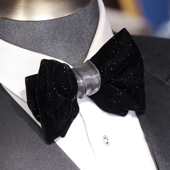 Pajarita elegante de terciopelo negro para hombre