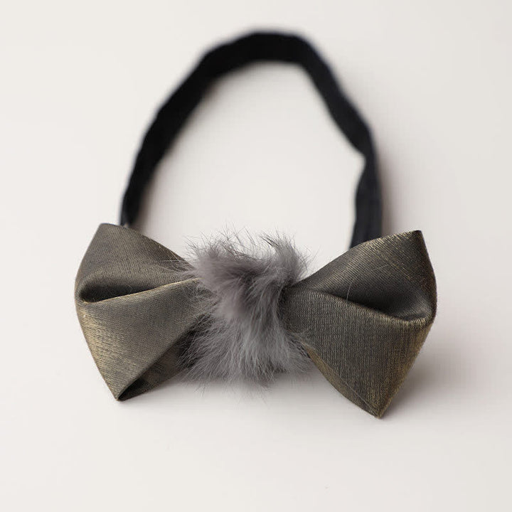 Pajarita vintage de felpa suave gris para hombre