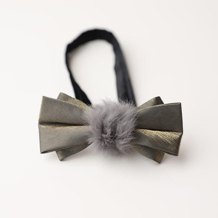Pajarita vintage de felpa suave gris para hombre