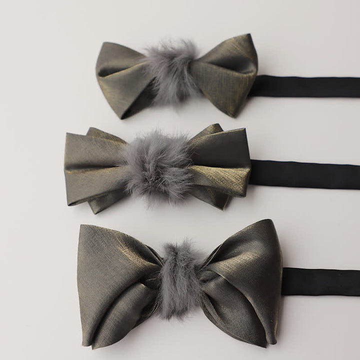 Pajarita vintage de felpa suave gris para hombre