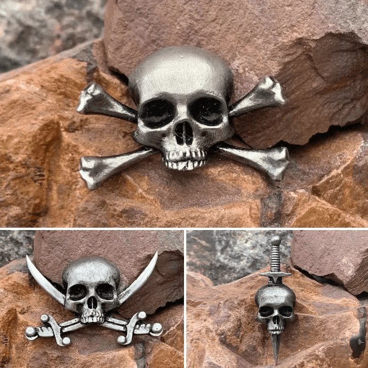 Impresionante broche de calavera gótica retro