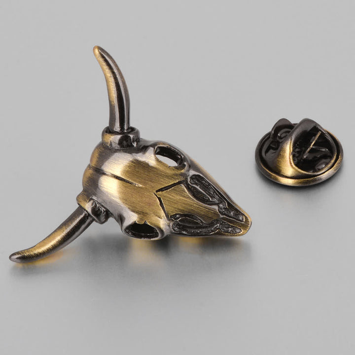 Broche con forma de cabeza de toro con dije punk para hombre