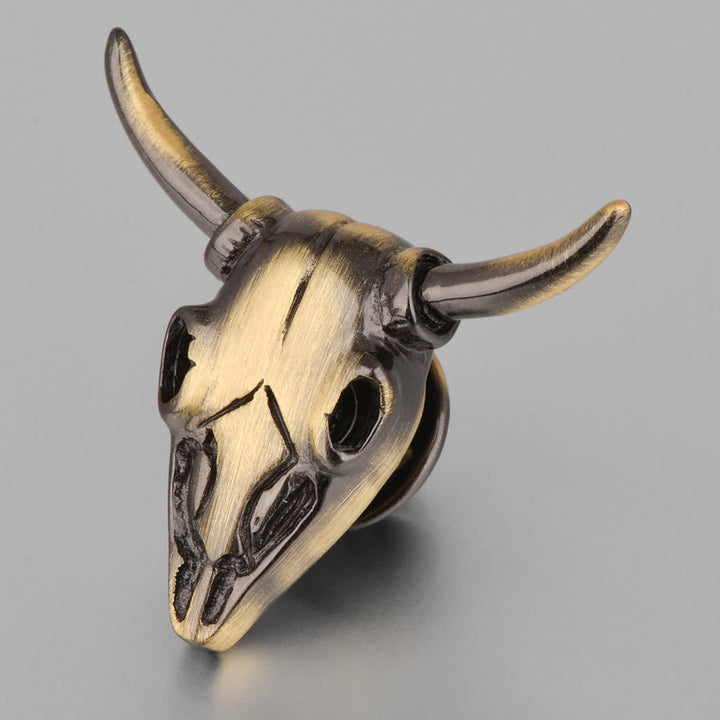 Broche con forma de cabeza de toro con dije punk para hombre