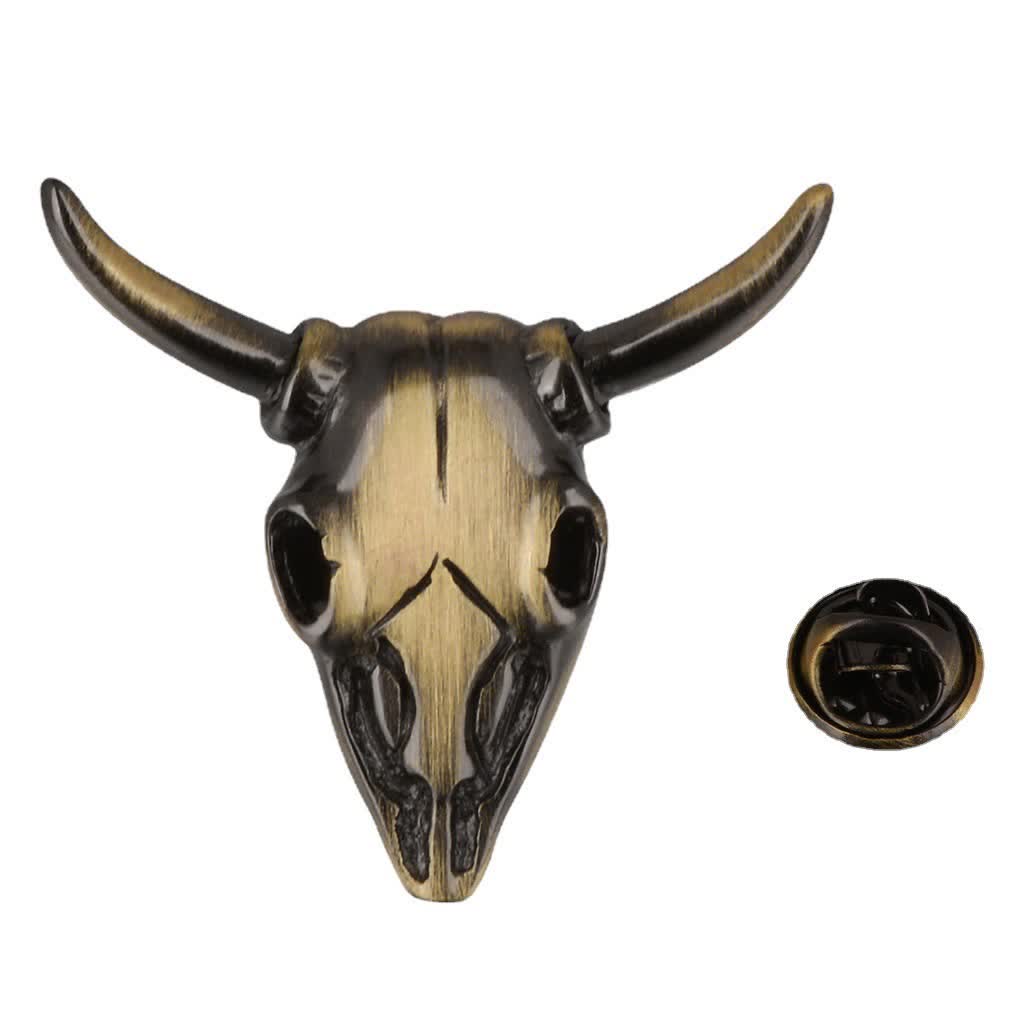 Broche con forma de cabeza de toro con dije punk para hombre