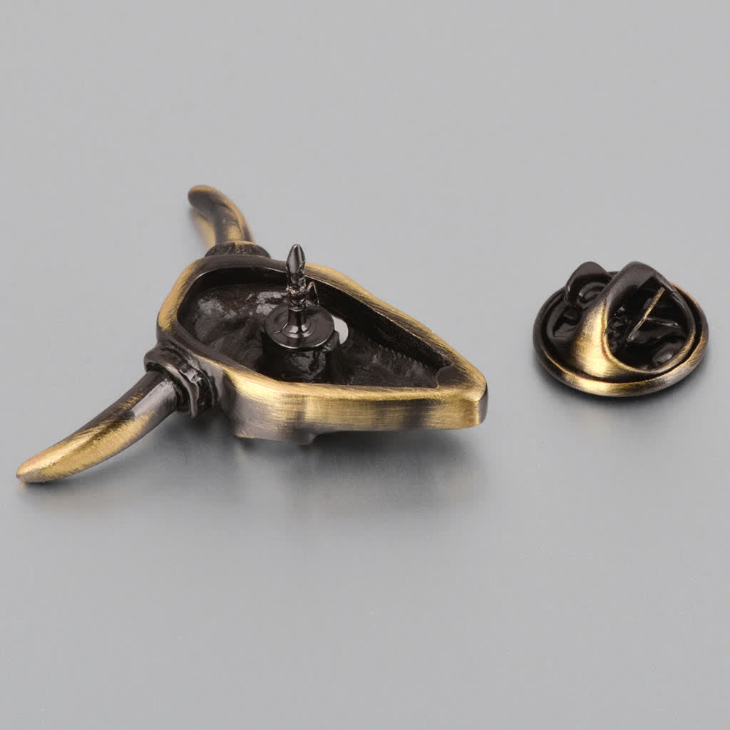 Broche con forma de cabeza de toro con dije punk para hombre