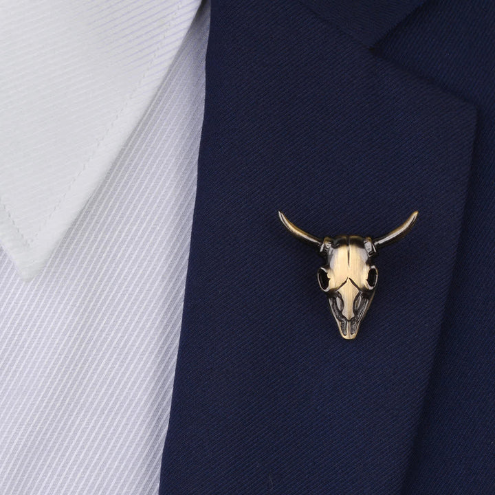 Broche con forma de cabeza de toro con dije punk para hombre