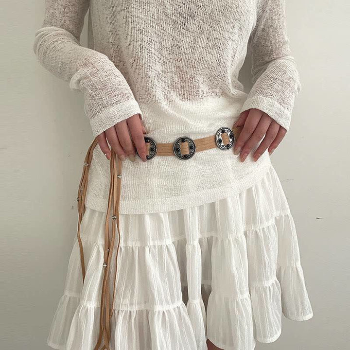 Cinturón de cuerda trenzada estilo bohemio étnico para mujer