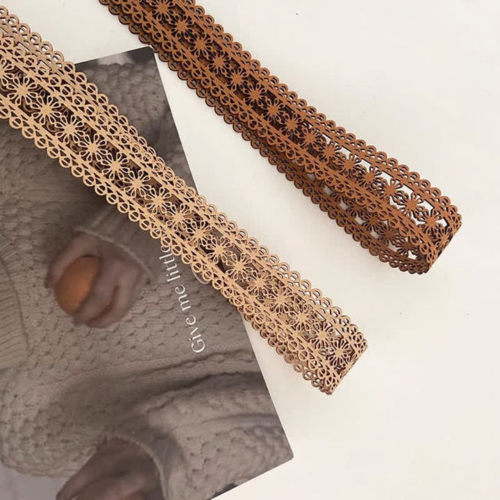 Cinturón de cuerda estilo bohemio con flores huecas para mujer