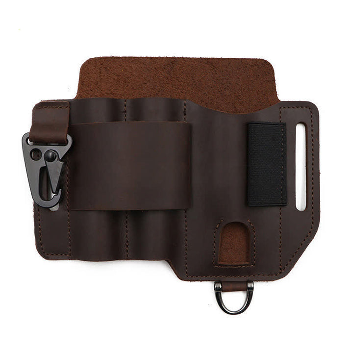 Bolsa de cuero con cinturón organizadora de herramientas EDC multifuncional - Marrón - image 5