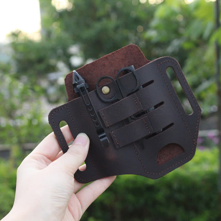 Práctica funda de cuero para cinturón con herramientas 3 en 1