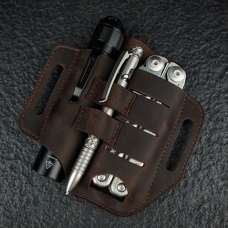 Práctica funda de cuero para cinturón con herramientas 3 en 1