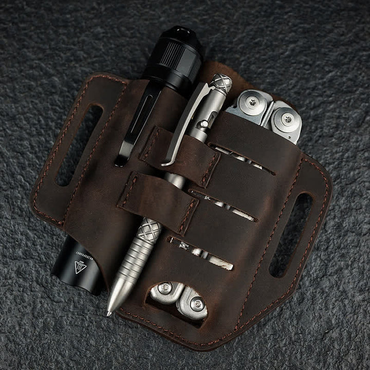 Práctica funda de cuero para cinturón con herramientas 3 en 1