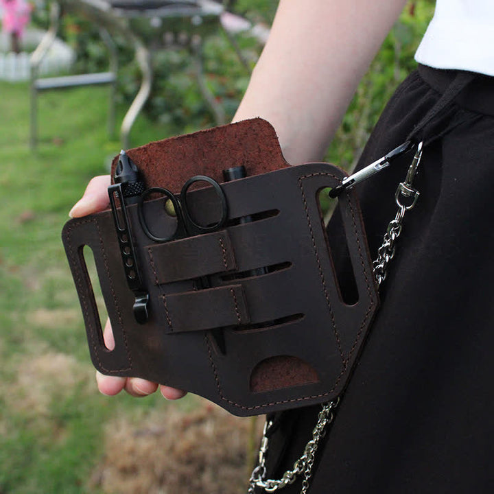Práctica funda de cuero para cinturón con herramientas 3 en 1