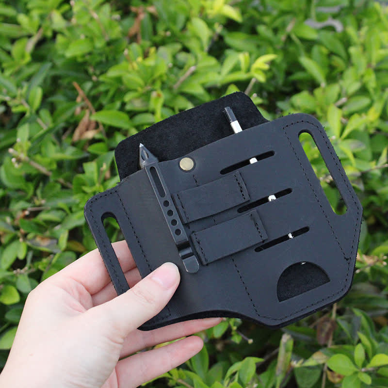 Práctica funda de cuero para cinturón con herramientas 3 en 1