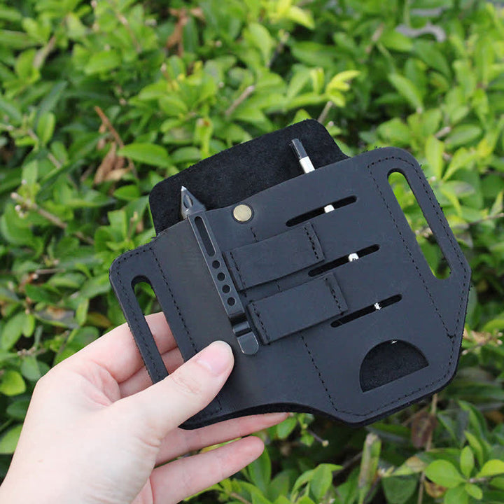 Práctica funda de cuero para cinturón con herramientas 3 en 1