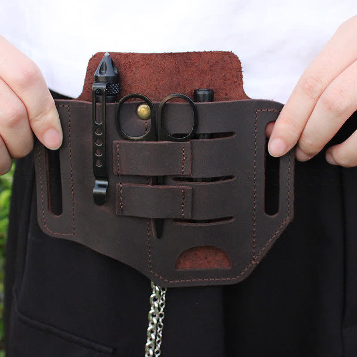 Práctica funda de cuero para cinturón con herramientas 3 en 1