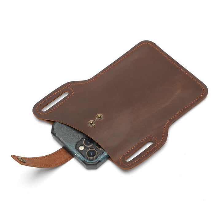 Bolso de cuero con cinturón para llevar cómodamente el teléfono móvil estilo retro
