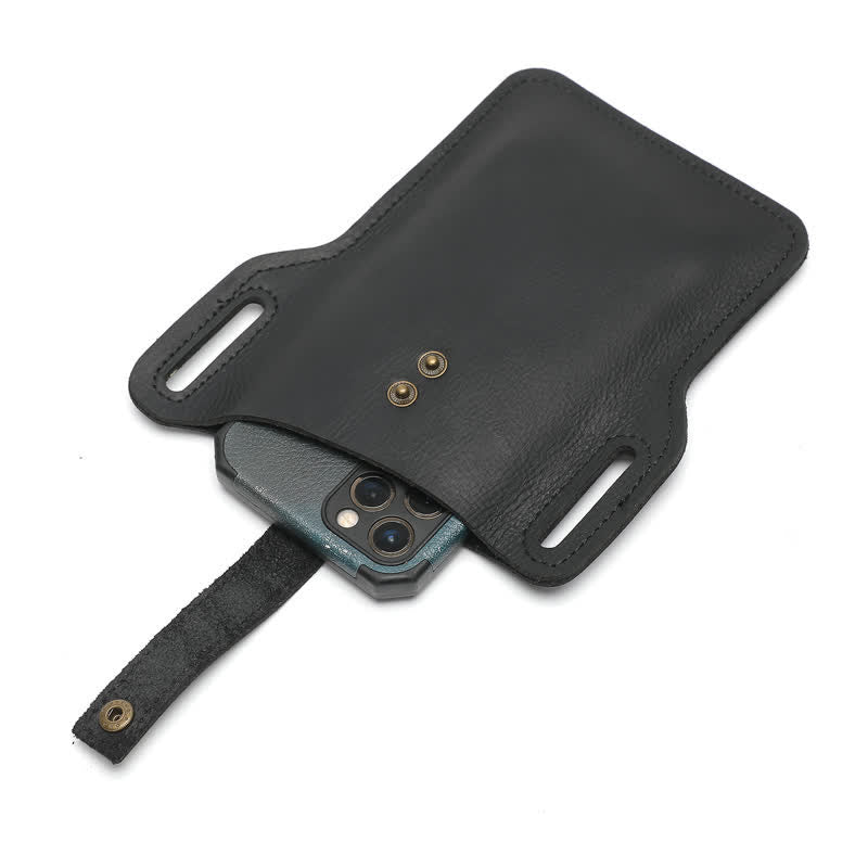 Bolso de cuero con cinturón para llevar cómodamente el teléfono móvil estilo retro