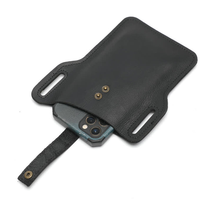 Bolso de cuero con cinturón para llevar cómodamente el teléfono móvil estilo retro