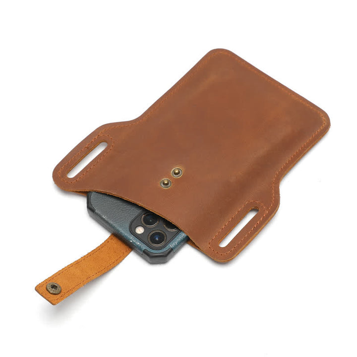 Bolso de cuero con cinturón para llevar cómodamente el teléfono móvil estilo retro