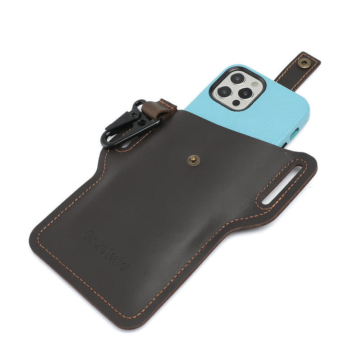 Bolso de cuero con cinturón para llevar cómodamente el teléfono móvil estilo retro