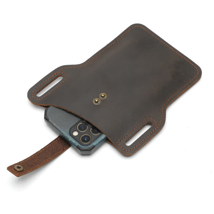 Bolso de cuero con cinturón para llevar cómodamente el teléfono móvil estilo retro