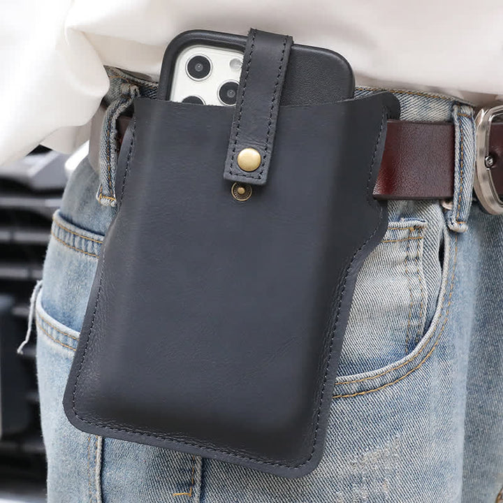 Bolso de cuero con cinturón para llevar cómodamente el teléfono móvil estilo retro