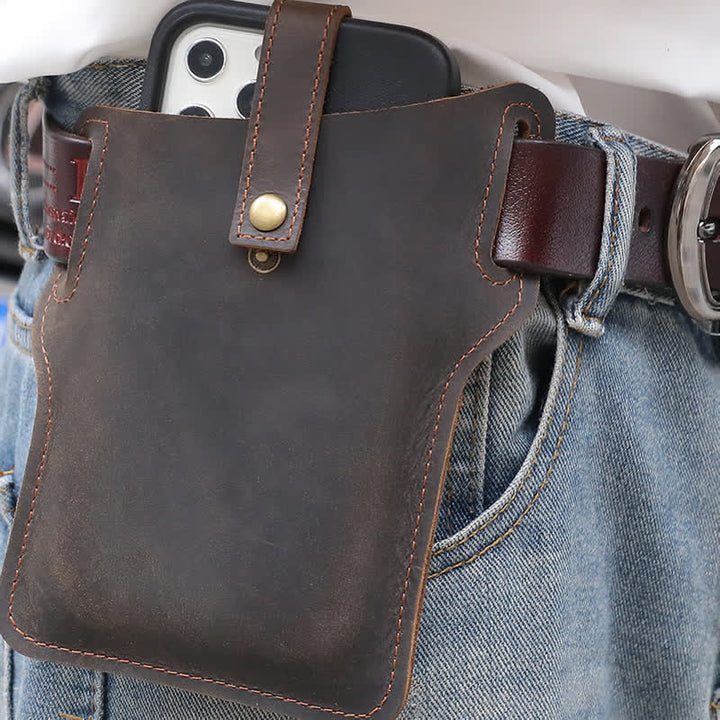 Bolso de cuero con cinturón para llevar cómodamente el teléfono móvil estilo retro