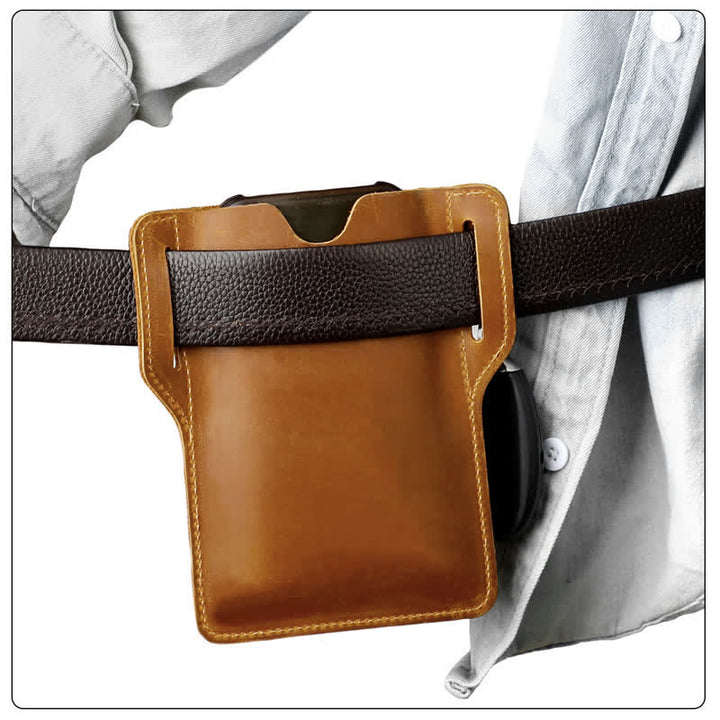 Funda para teléfono móvil para exteriores, llavero, bolso de cuero para cinturón