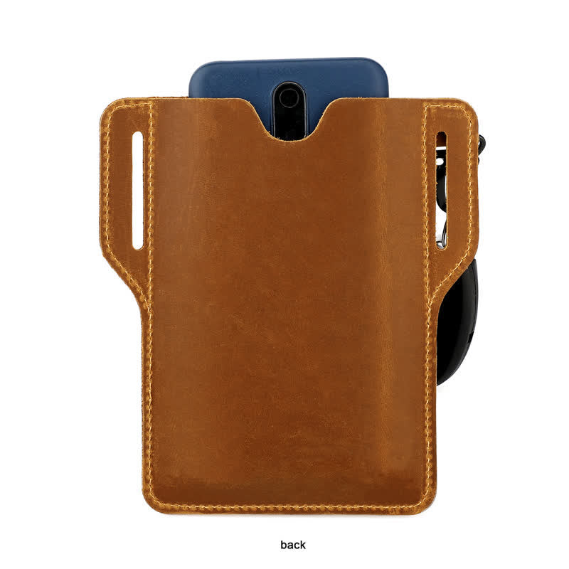 Funda para teléfono móvil para exteriores, llavero, bolso de cuero para cinturón