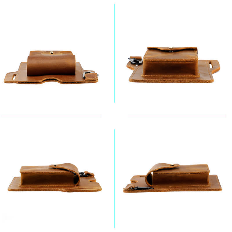 Funda para teléfono móvil para exteriores, llavero, bolso de cuero para cinturón