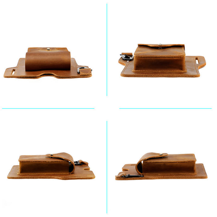 Funda para teléfono móvil para exteriores, llavero, bolso de cuero para cinturón