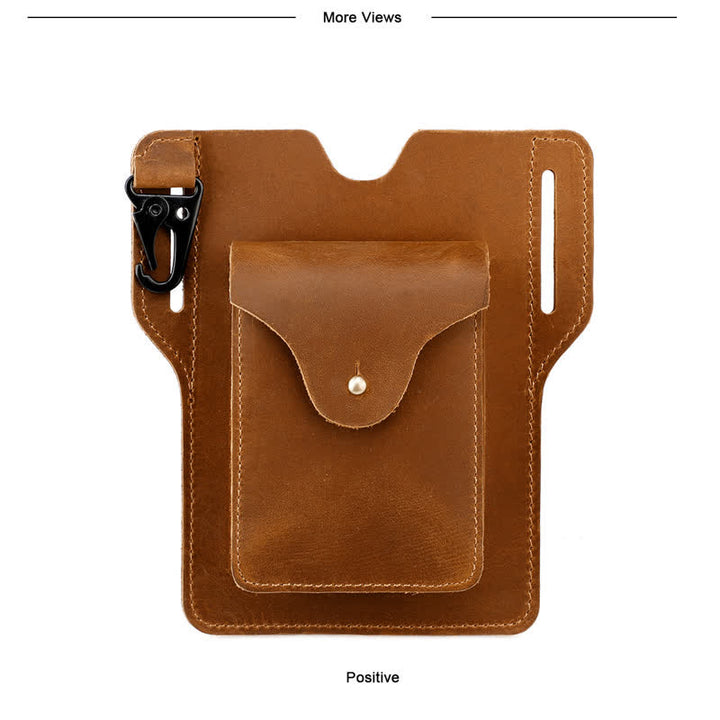 Funda para teléfono móvil para exteriores, llavero, bolso de cuero para cinturón