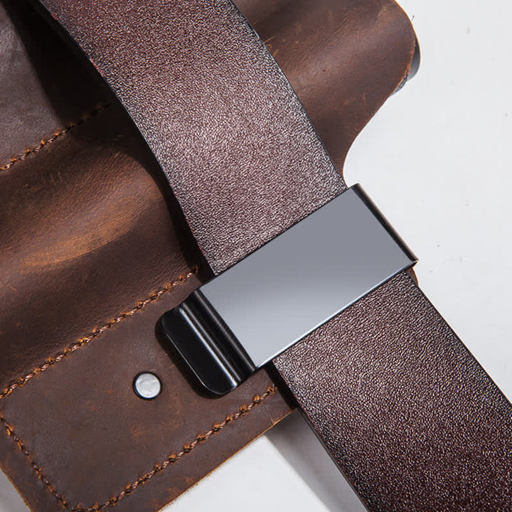 Funda de cuero para cinturón para acampar con funda para cuchillo plegable portátil