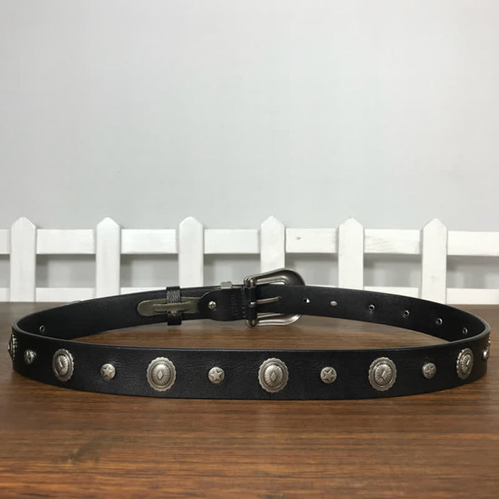 Cinturón de cuero con tachuelas y remaches redondos decorativos con personalidad