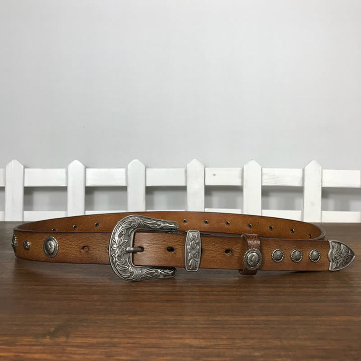 Cinturón de cuero con tachuelas y remaches redondos decorativos con personalidad