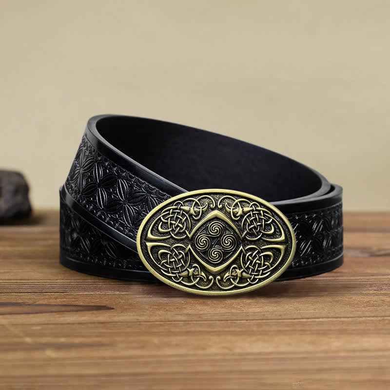 Cinturón de cuero con hebilla de nudo celta vikingo para hombre hecho a mano