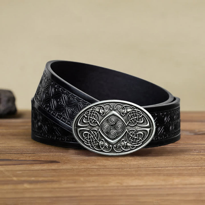 Cinturón de cuero con hebilla de nudo celta vikingo para hombre hecho a mano